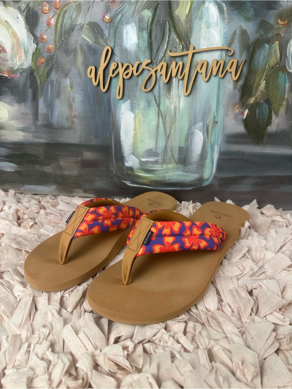 Rip Curl Floral Padded Flip Flops | Size 8